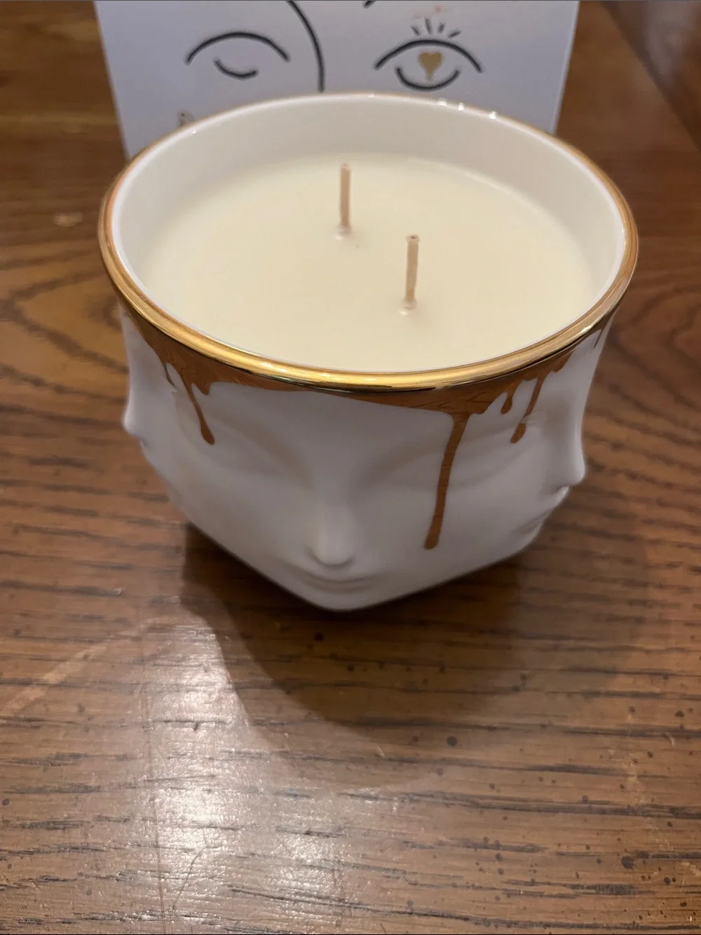Jonathan Adler Muse Miel Double-Wick Candle in white porcelain‎